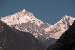 Annapurna 11 03 Manaslu Southwest Face From Chame Gyan asked me to wait for him in Chame (2710m) in case he would have trouble with the police. And it is a good thing he did because there's a magnificent view of the Manaslu Southwest face from here.